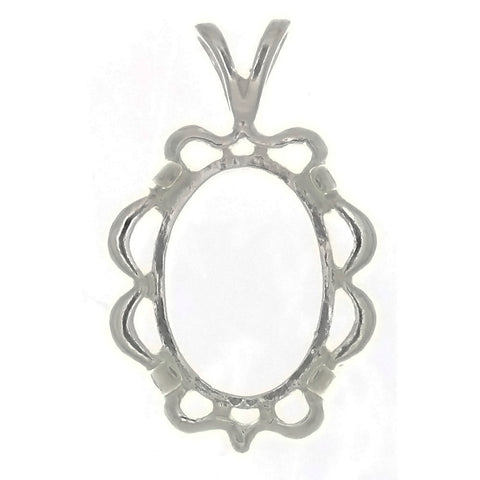 Cabochon Setting Sterling Silver Pendant Frame Holds 13x18 Cabochon