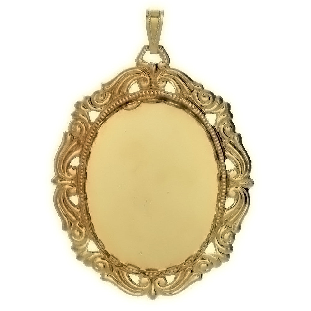 Cabochon Setting Pendant Holds 30x40 mm Oval Cabochon