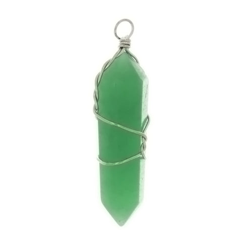 GEMSTONE AVENTURINE GREEN POINT 30 MM WW PENDANT