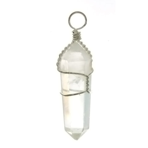GEMSTONE QUARTZ CRYSTAL POINT 30 MM WW PENDANT