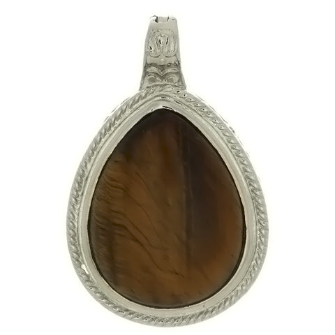 GEMSTONE TIGER'S EYE TEARDROP FRAMED 30 X 40 MM PENDANT