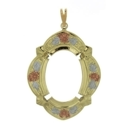 Cabochon Setting Tri-Color Pendant Holds 18x25 mm Oval Cabochon