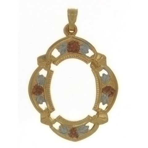 Cabochon Setting Tri-Color Pendant Holds 18x13 mm Oval Cabochon