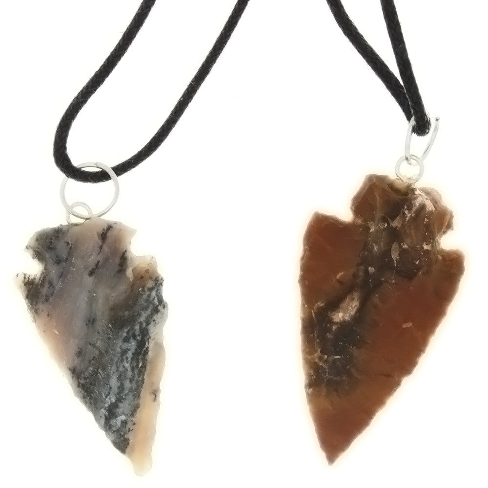 NECKLACE NATURAL AGATE 44 MM ARROWHEAD