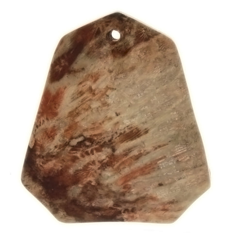 GEMSTONE JASPER FOSSIL CORAL LADDER 40 X 45 MM PENDANT
