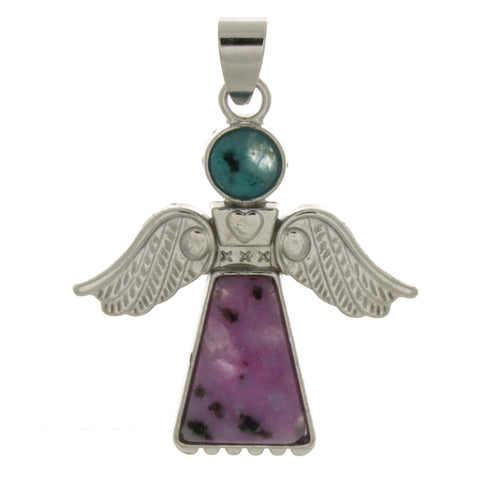 METAL ANGEL KIWI STONE 30 MM PENDANT