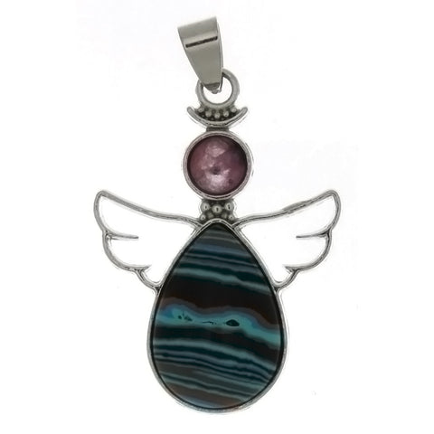 METAL ANGEL GUARDIAN CALSILICA GLASS 28 X 38 MM PENDANT