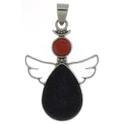 METAL ANGEL GUARDIAN BLUE GOLDSTONE 28 X 38 MM PENDANT
