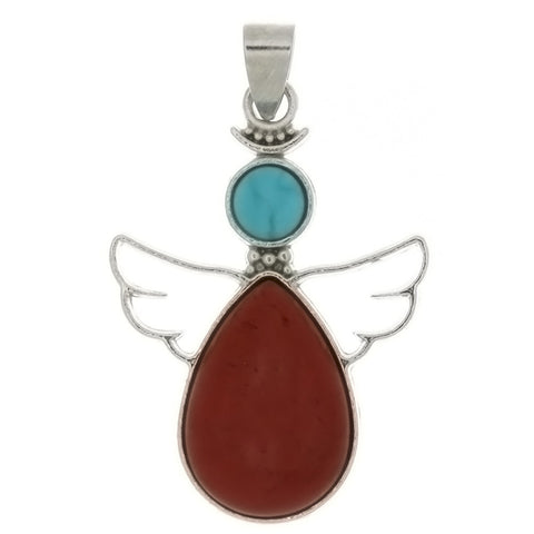 METAL ANGEL GUARDIAN RED JASPER 28 X 38 MM PENDANT