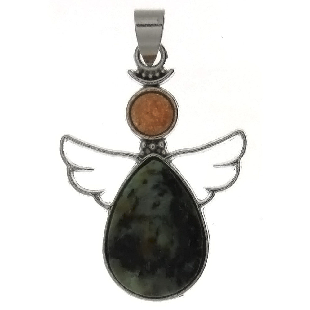 METAL ANGEL GUARDIAN AFRICAN TURQUOISE 28 X 38 MM PENDANT