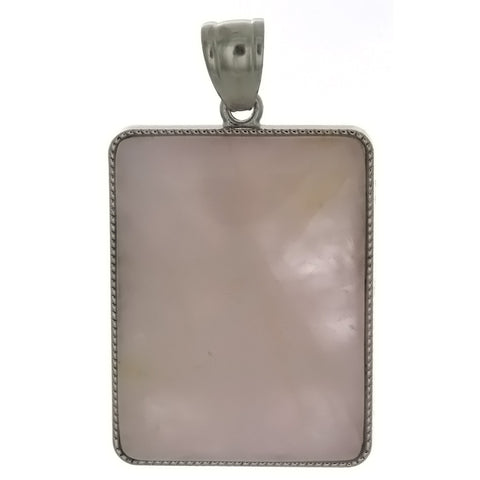 GEMSTONE QUARTZ ROSE RECTANGLE 30 X 40 MM PENDANT