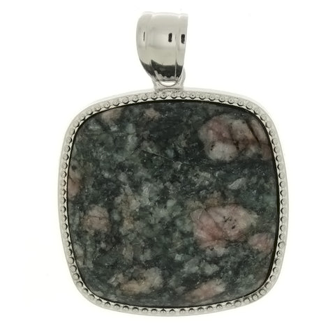 GEMSTONE RUBY ZOISITE SQUARE FRAMED 30 MM PENDANT