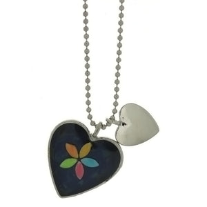 CHAIN CHARM MOOD HEART W/ FLOWER NECKLACE