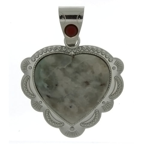 GEMSTONE PEACE STONE HEART FRAMED 27 X 27 MM PENDANT