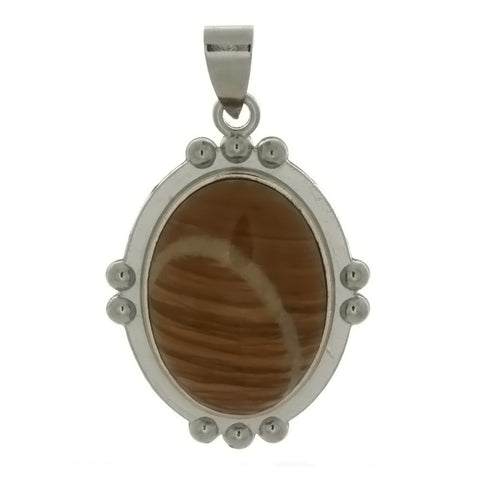 GEMSTONE JASPER PICTURE OVAL FRAMED 15 X 22 MM PENDANT