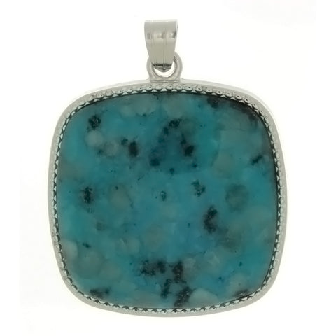 GEMSTONE KIWI STONE BLUE SQUARE FRAMED 25 X 35 MM PENDANT
