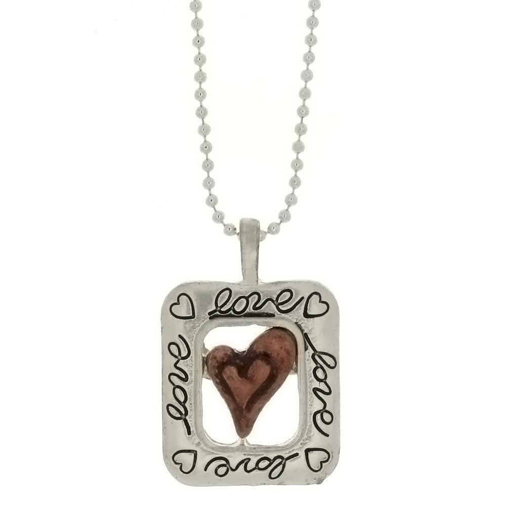 CHAIN CHARM HEART & LOVE NECKLACE