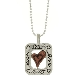 CHAIN CHARM HEART & LOVE NECKLACE