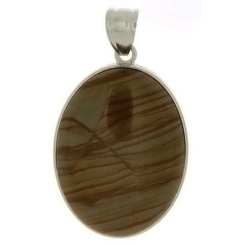 GEMSTONE JASPER PICTURE OVAL 30 X 40 MM PENDANT