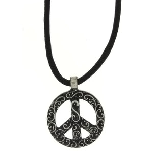 CORDED CHARM PEACE SIGN NECKLACE