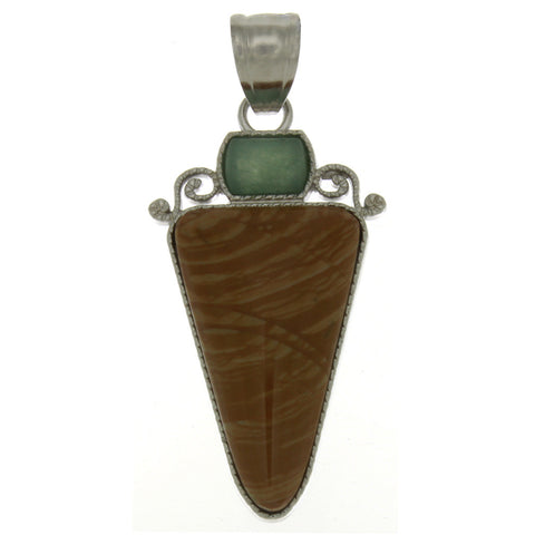 GEMSTONE JASPER PICTURE TRIANGLE 34 X 54 MM PENDANT
