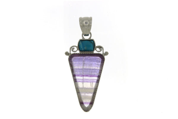 GEMSTONE FLUORITE TRIANGLE 45 MM PENDANT