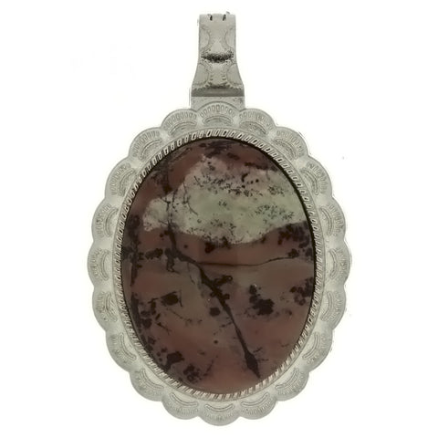 GEMSTONE JASPER PAINTBRUSH OVAL FRAMED 30 X 40 MM PENDANT