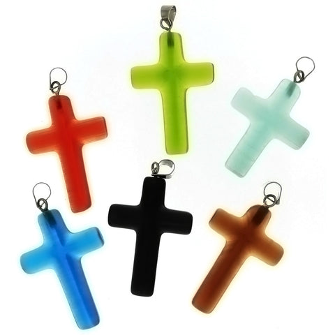 GLASS DALE STONE CROSS 20 X 30 MM PENDANT (6)