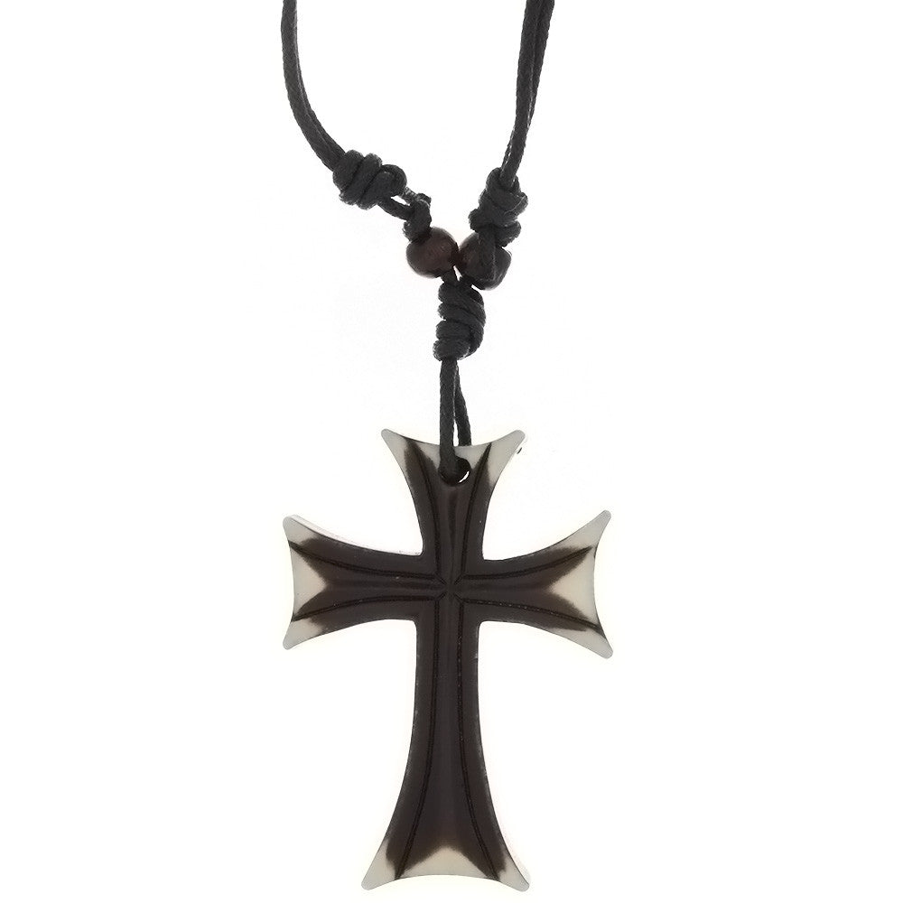 CORDED SYNTHETIC RESIN CROSS NECKLACE
