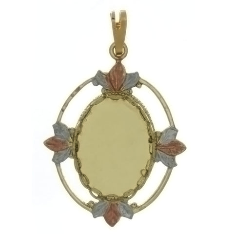 Cabochon Setting Tri-Color Pendant Holds 13x18 mm Oval Cabochon