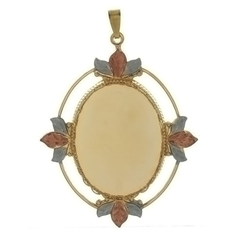 Cabochon Setting Tri-Color Pendant Holds 30x40 mm Oval Cabochon
