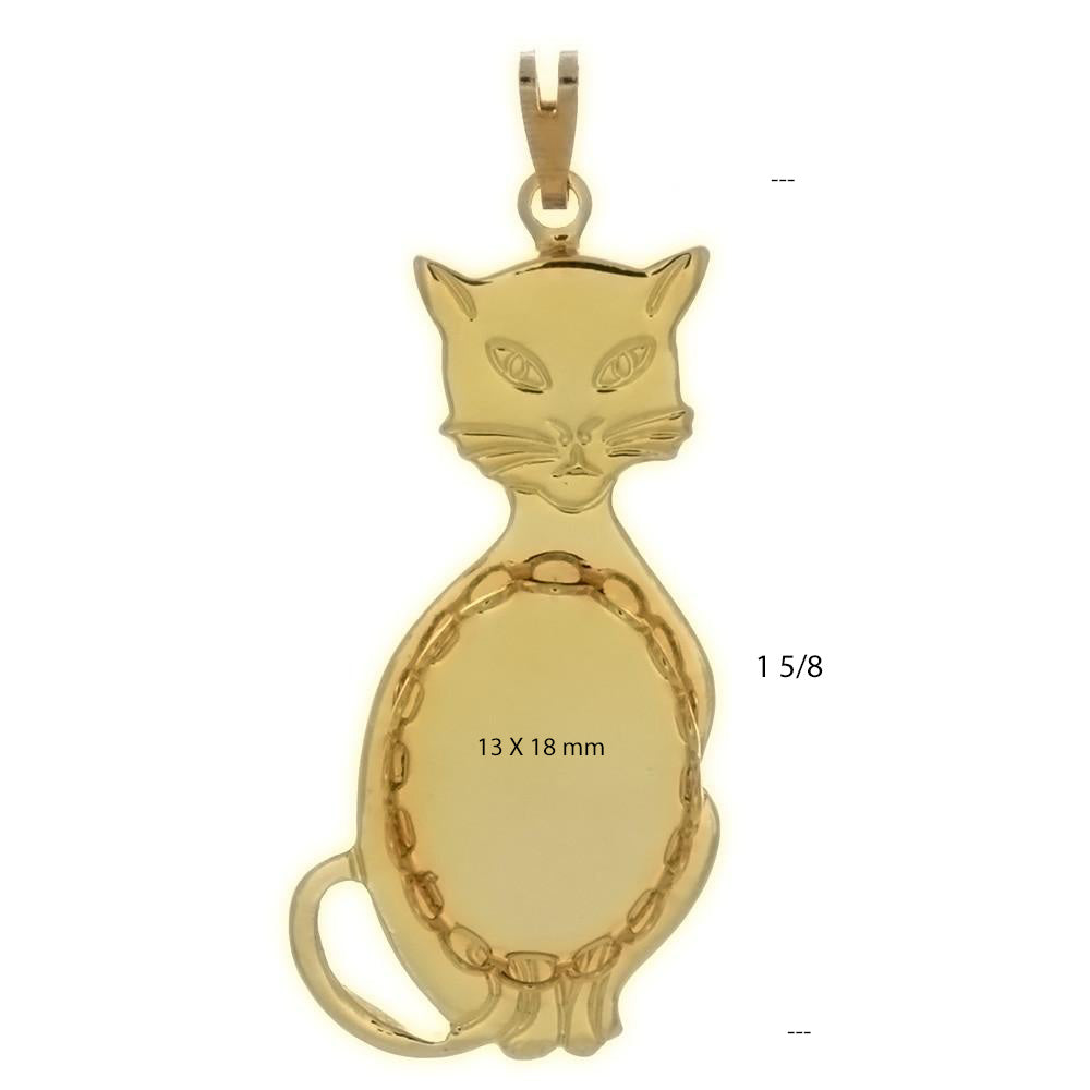 Cabochon Setting Cat Pendant Holds 13x18 mm Cabochon