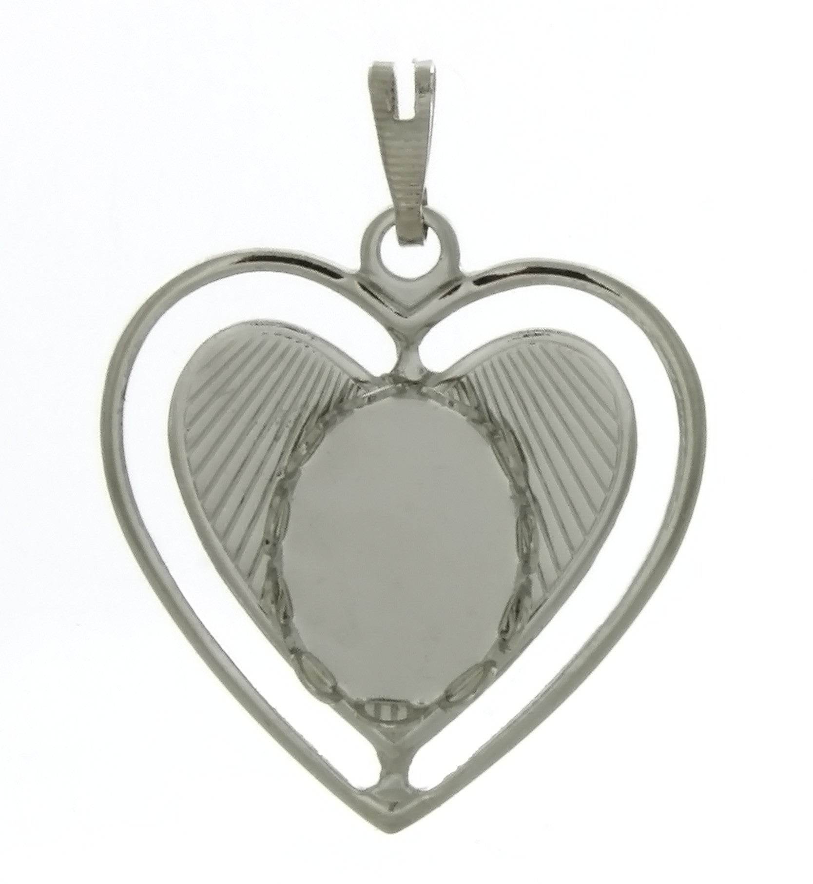 Cabochon Setting Heart Pendant Holds 10x14 mm Oval Cabochon
