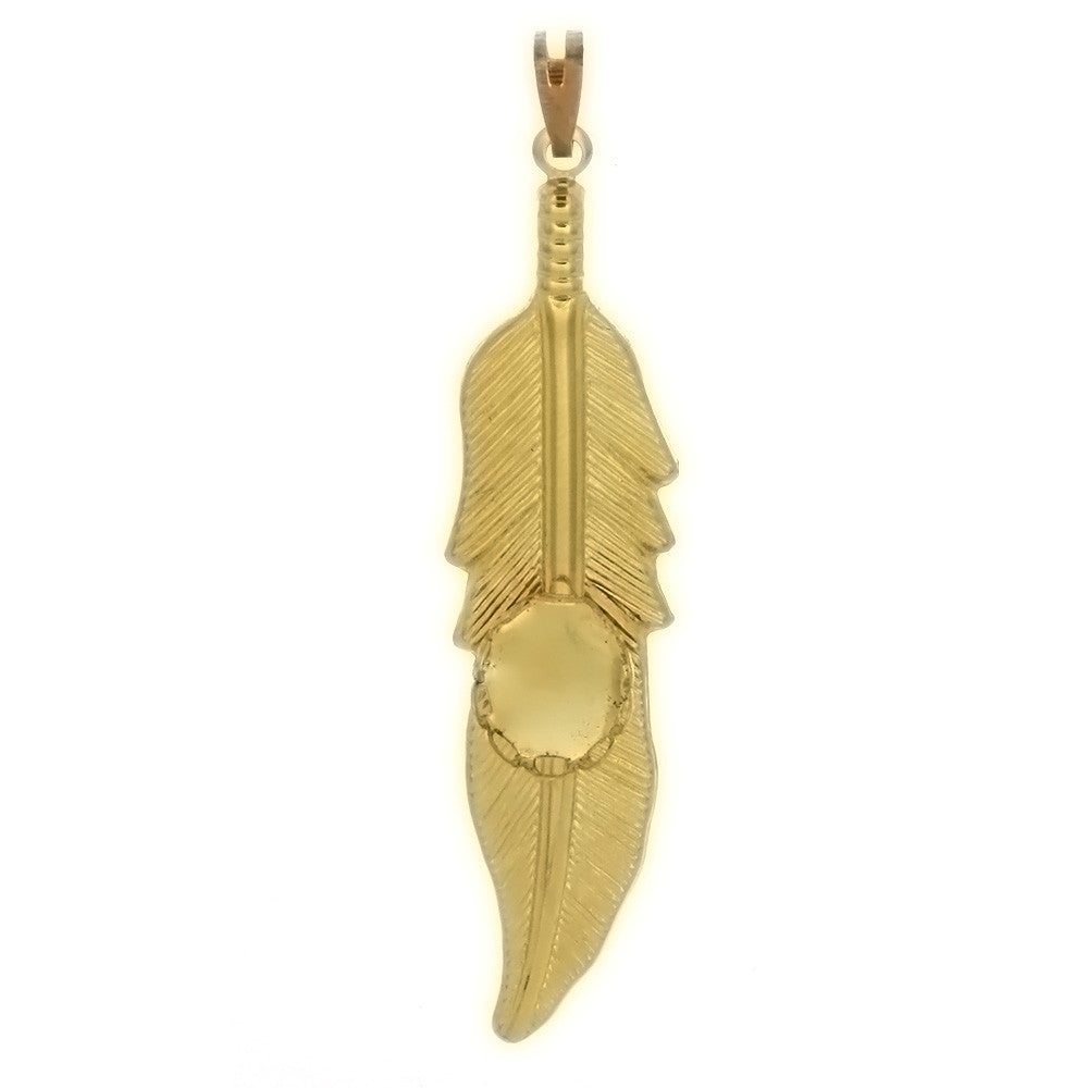 Cabochon Setting Feather Pendant Holds 8x10 mm Cabochon