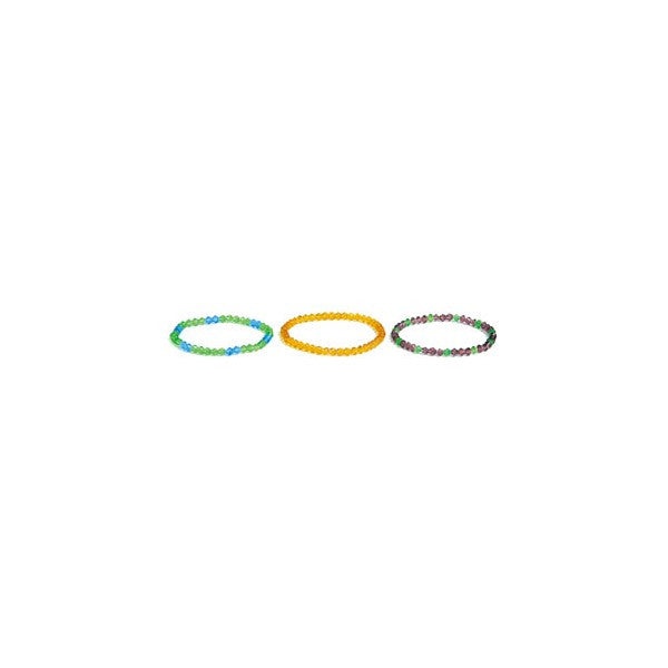 BRACELET GLASS 4MM BICONE ASSORT (3 BRACELETS)