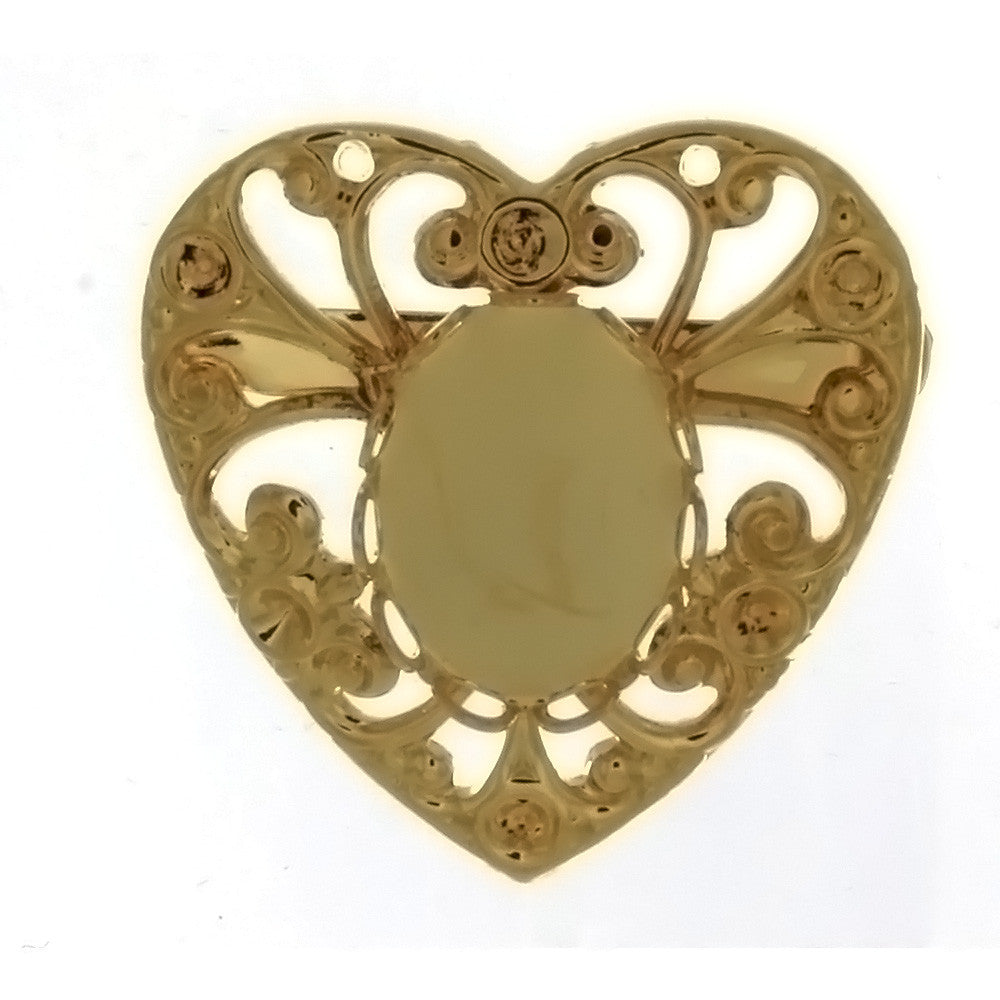 BROOCH CABOCHON HEART 10 X 14 MM FINDING