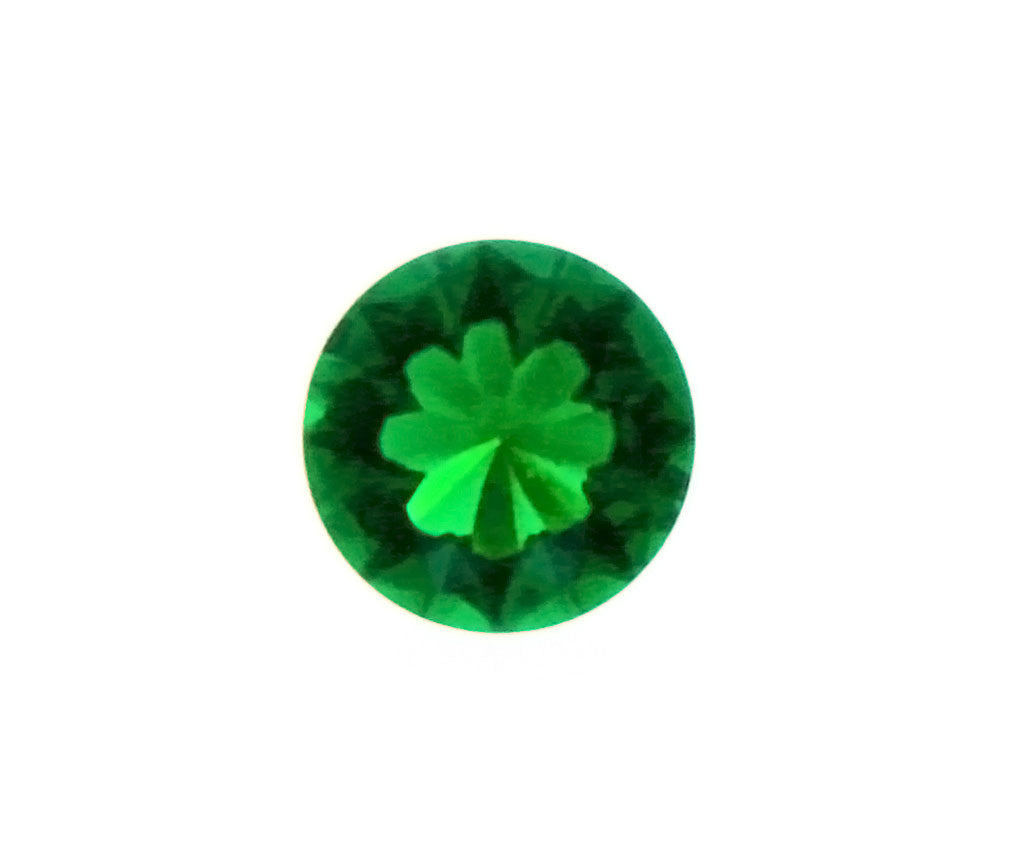 SIMULATED EMERALD ROUND FACETED GEMS