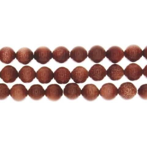 GOLDSTONE BROWN ROUND 8 MM STRAND
