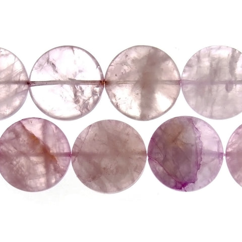 QUARTZ ROSE COIN 20 MM STRAND