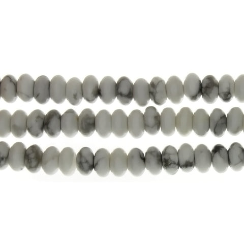 HOWLITE WHITE RONDELLE 4 X 8 MM STRAND