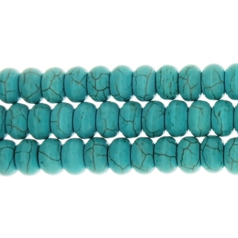 TURQUOISE MAGNESITE RONDELLE 6 X 10 MM STRAND