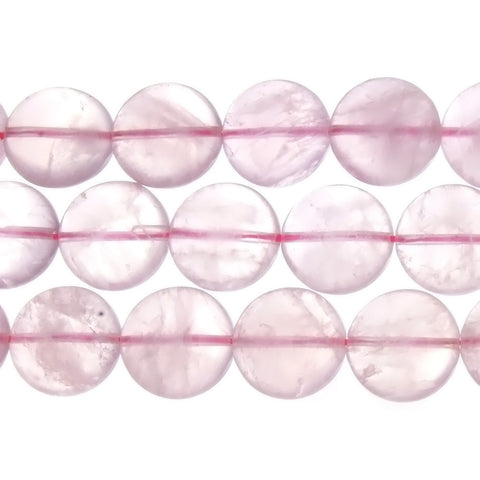 QUARTZ ROSE COIN 15 MM STRAND