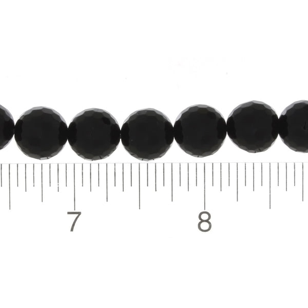 BLACK ROUND FACETED 10 MM STRAND