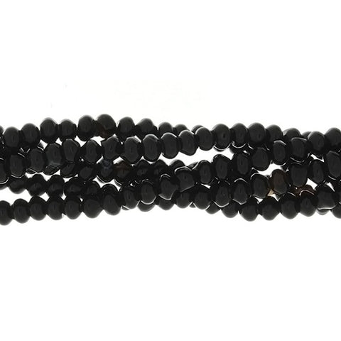 BLACK RONDELLE 4 X 6 MM STRAND