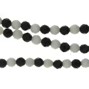 BLACK & WHITE ROUND FACETED 6 MM STRAND