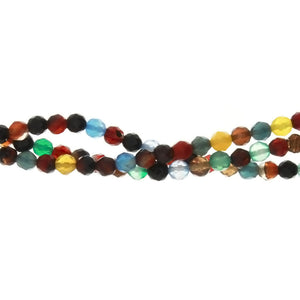 DYED MULTICOLOR ROUND FACETED 4 MM STRAND