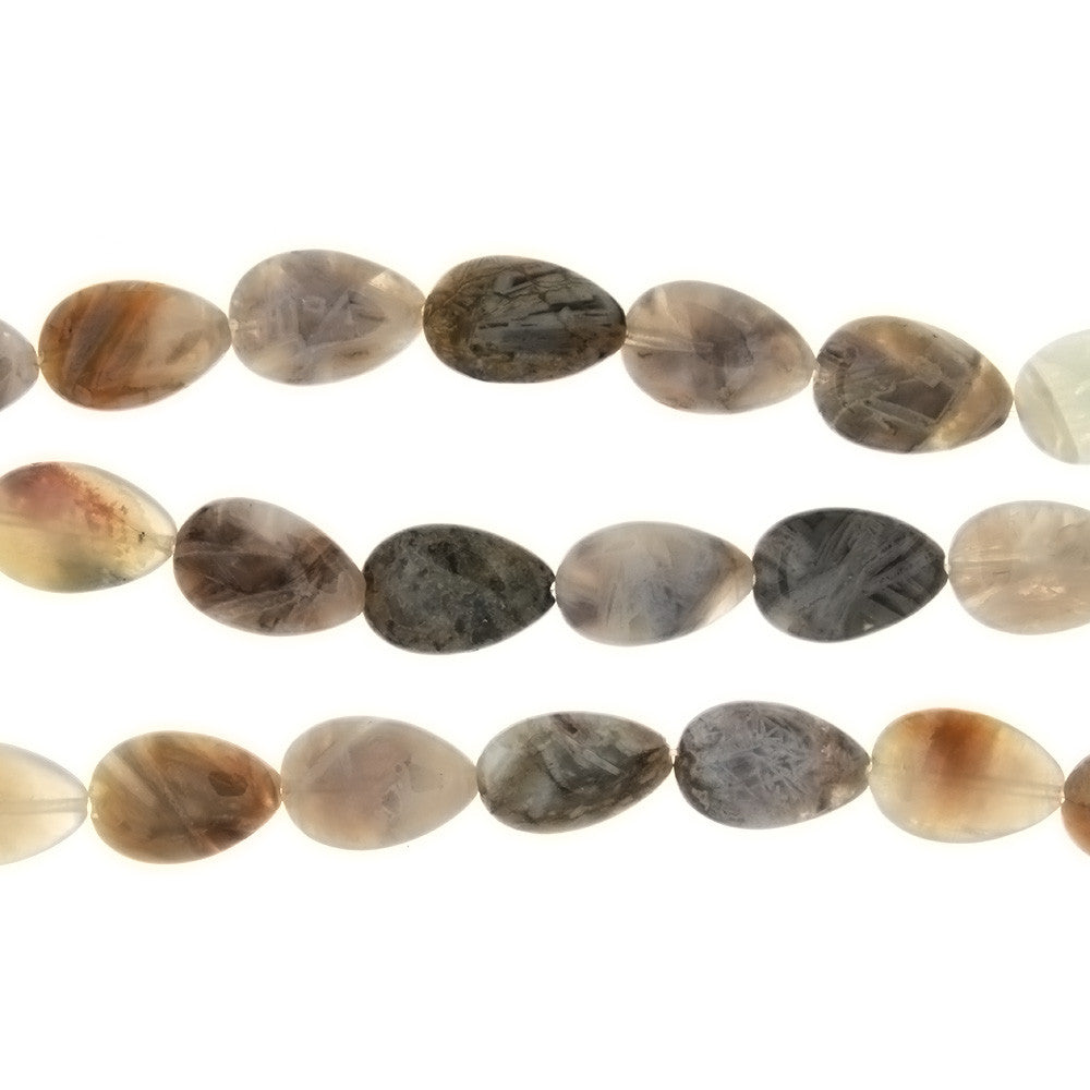 SILVER NEEDLE TEARDROP 12 X 18 MM STRAND