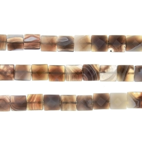 BOTSWANA GRAY SQUARE FACETED 10 MM STRAND