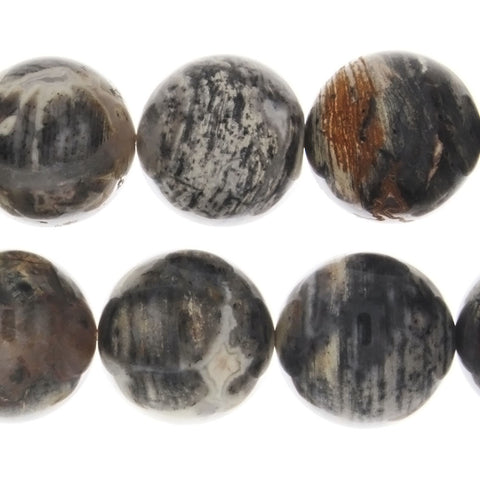 JASPER SILVER LEAF ROUND 20 MM STRAND