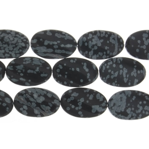 OBSIDIAN SNOWFLAKE OVAL 13 X 17 MM STRAND